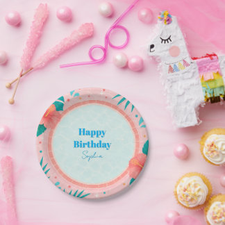 Assiettes en papier pour fête d'anniversaire Pink