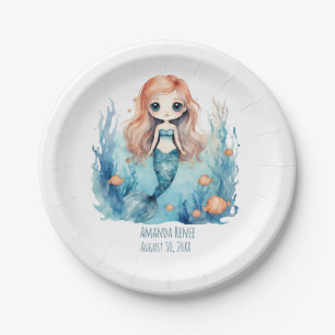 Assiettes en papier pour fête de fille Mermaid Kid