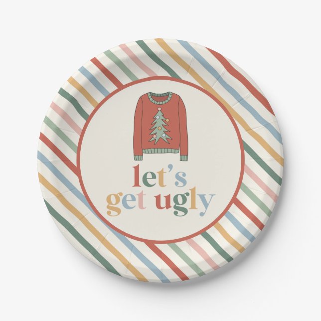 Assiettes en papier pour fête de Noël avec pull mo (Devant)