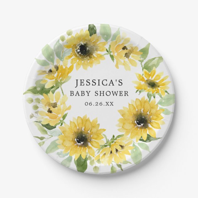 Assiettes en papier pour jardin de tournesols (Devant)