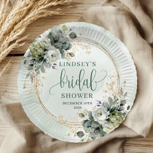 Assiettes en papier pour la douche de mariée à la 