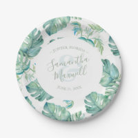 Assiettes en papier pour mariage à la verdure trop