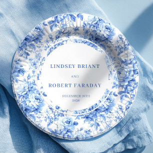 Assiettes en papier pour mariage classiques bleu m