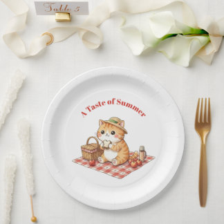 Assiettes en papier pour pique-nique avec chat rou