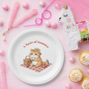 Assiettes en papier pour pique-nique avec chat rou