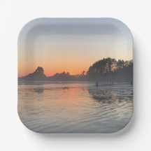 Assiettes en papier pour soirée coucher de soleil