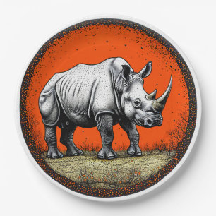 Assiettes en papier Rhinocéros Safari Décoration C