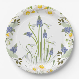 Assiettes en Papier Rondes Fleurs d'Été Dessin Com