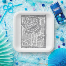 Assiettes en papier rose artistique géométrique bo
