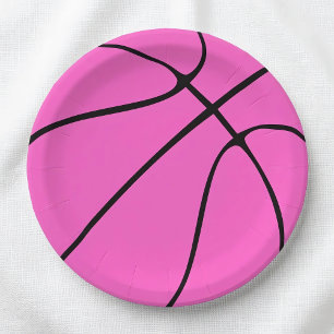 Assiettes en papier rose pour basket-ball