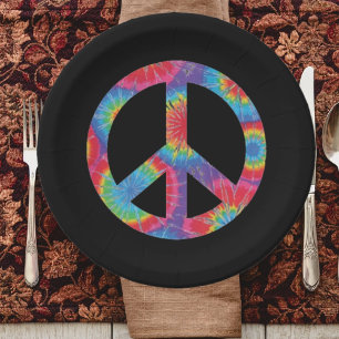 Assiettes en papier Signe de Paix Arc-en-Ciel anné