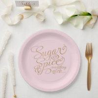 Assiettes en papier Sucre et Épice Rose et Or
