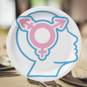 Assiettes en Papier Symbole de Fierté Trans