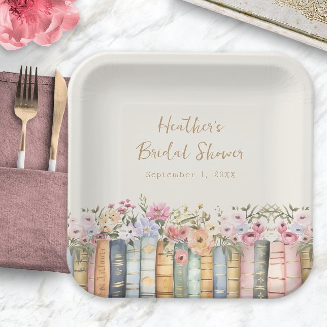 Assiettes en papier Thème Mariage (Book Theme Bridal Paper Plates
)