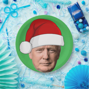 ASSIETTES EN PAPIER TRUMP NOËL 