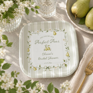 Assiettes en papier Vert Sauge Perfect Pear pour B