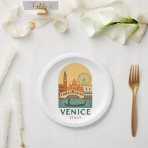 Assiettes en papier vintage Venise Italie – Rétro