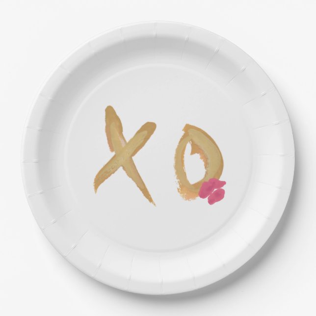 Assiettes en papier XO pour étreinte et baiser sur (Devant)