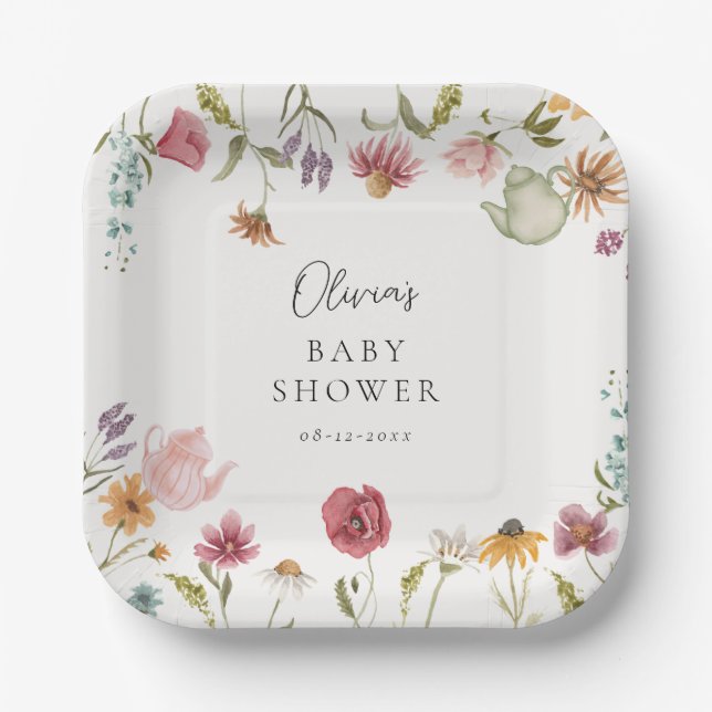 Assiettes Fête de Bébé Thé Floral (Recto)