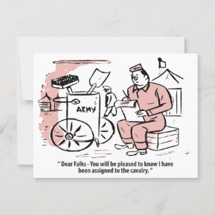 Assigned to Calvary, Army Humour, Funny Vintage Postcard