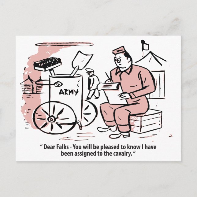 Assigned to Calvary, Army Humour, Funny Vintage Postcard (Front)