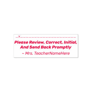 Assignment Review + Educator Name Rubber Stamp