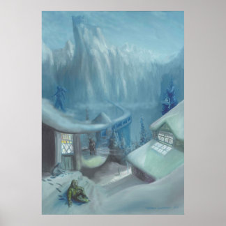 Assis dans la neige - Poster