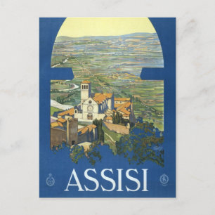 Assisi Italy Vintage Travel Art Francesco Basilica Postcard
