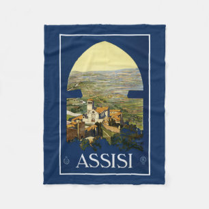 Assisi Italy vintage travel fleece blanket
