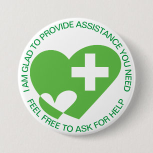 ASSISTANCE/HELP Volunteer Plain 3 Inch Round Button
