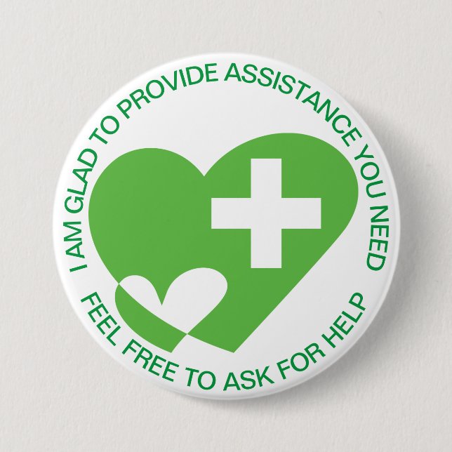 ASSISTANCE/HELP Volunteer Plain 3 Inch Round Button (Front)
