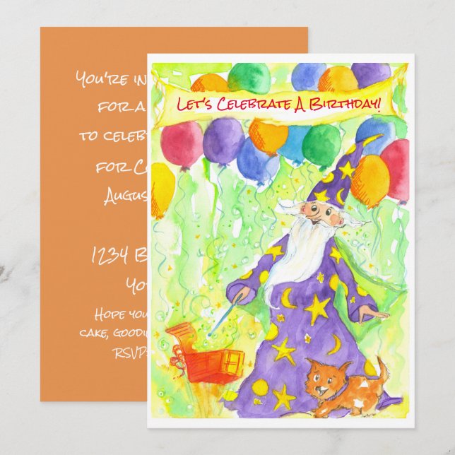 Assistant Ballons magiques Invitation de fête d'an (Devant / Derrière)