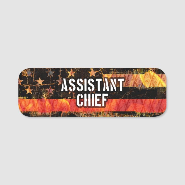 Assistant Chief Firefighter Flag Name Tag (Front)