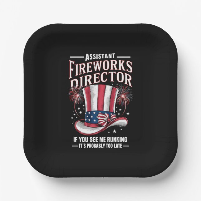 Assistant Fireworks Director USA 4th Of July Paper Plate (Front)
