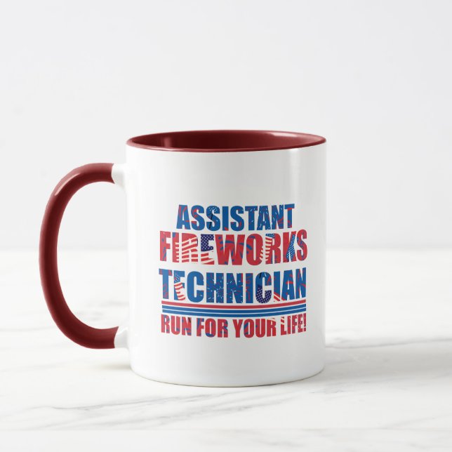 Assistant fireworks technician funny 4th of july mug (Left)