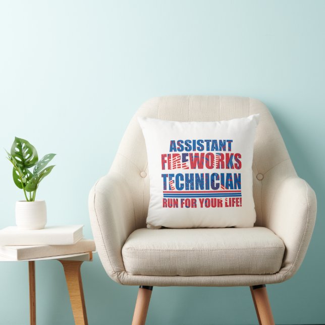 Assistant fireworks technician funny 4th of july throw pillow (Chair)