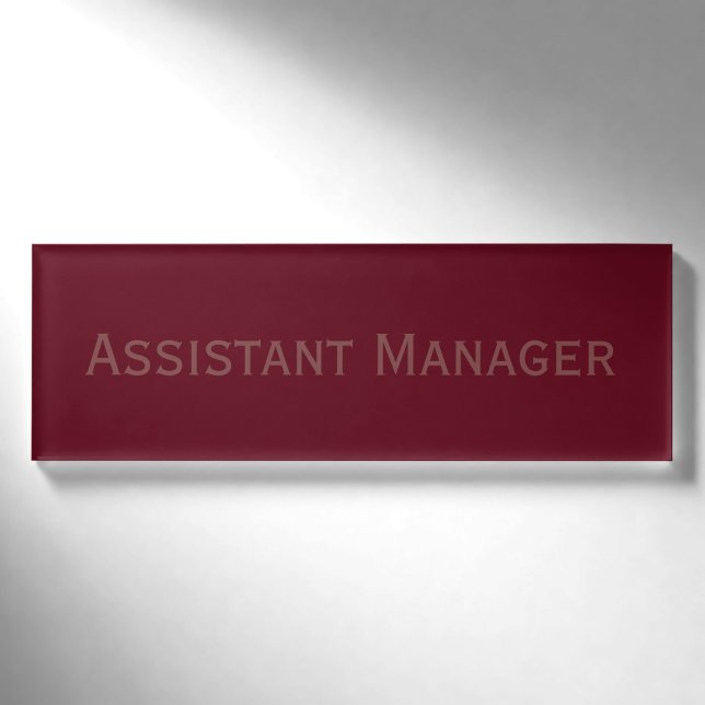 Assistant Manager on Autumn Burgundy Name Tag (Front)