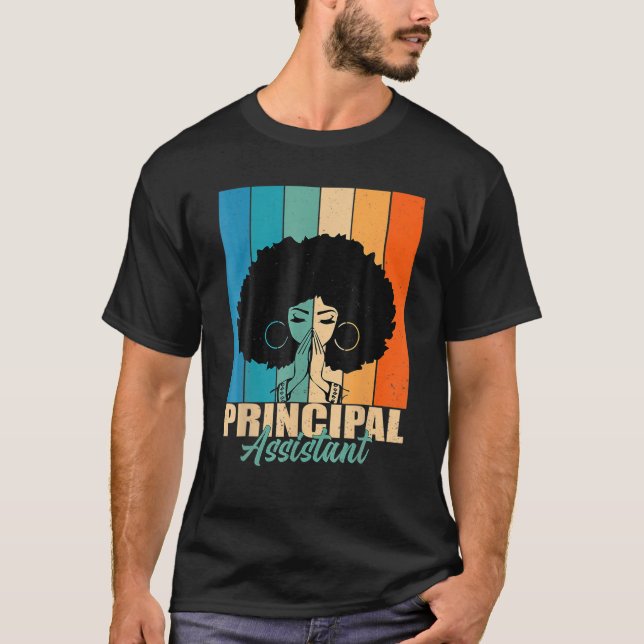 Assistant Principal Afro Job Title School Worker V T-Shirt (Front)