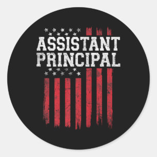 Assistant Principal American Flag USA Patriot Patr Classic Round Sticker