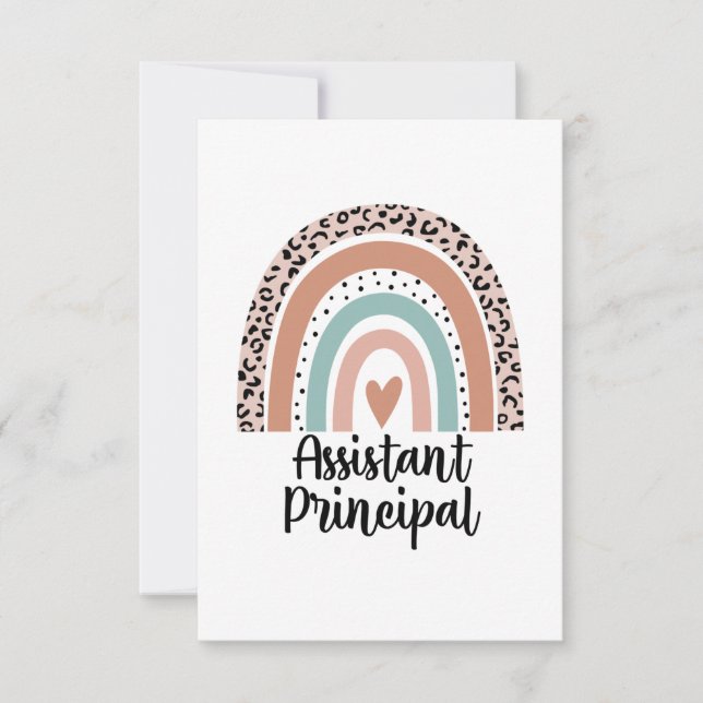 Assistant Principal Rainbow Leopard Funny Gift Thank You Card (Front)