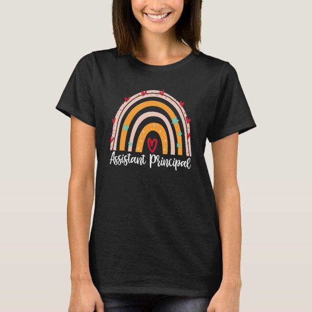 Assistant Principal  School Worker boho rainbow 1 T-Shirt (Front)