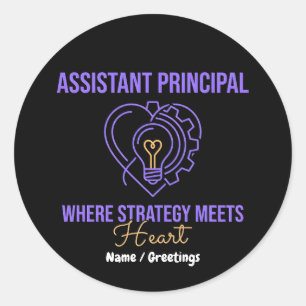 Assistant Principal Strategy Meets Heart Design Classic Round Sticker