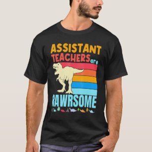 Assistant Teachers Are Awesome Teacher Retro Dinos T-Shirt