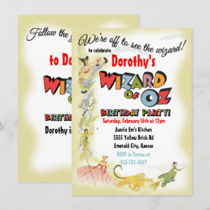 Assistant vintage pour Oz Anniversaire Invitations