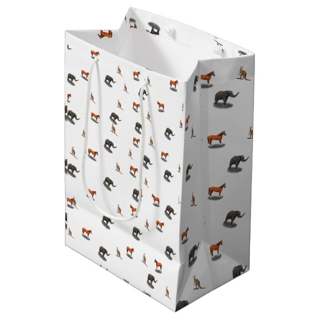 Assorted Animal Themed  Medium Gift Bag (Front Angled)