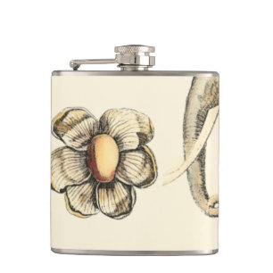 Assorted Animals Painted on Cream Background Hip Flask