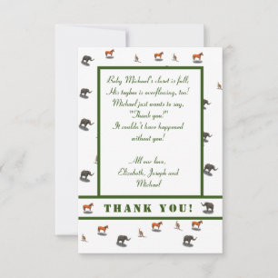 Assorted Animals Themed Thank You Card