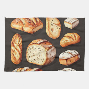 Assorted Artisan Bread Loaves Kitchen Towel