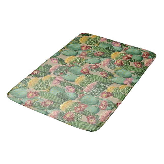 Assorted Blooming Cactus Plants Bath Mat (Angled)