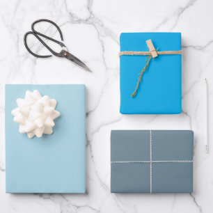 Assorted Blue Wrapping Paper Flat Sheet Set of 3